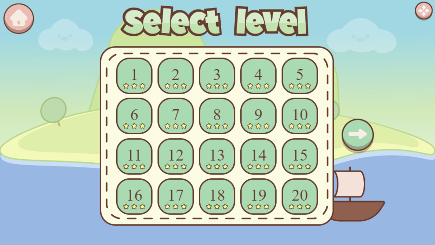 Love Bears Game Level Select Screen Screenshot.