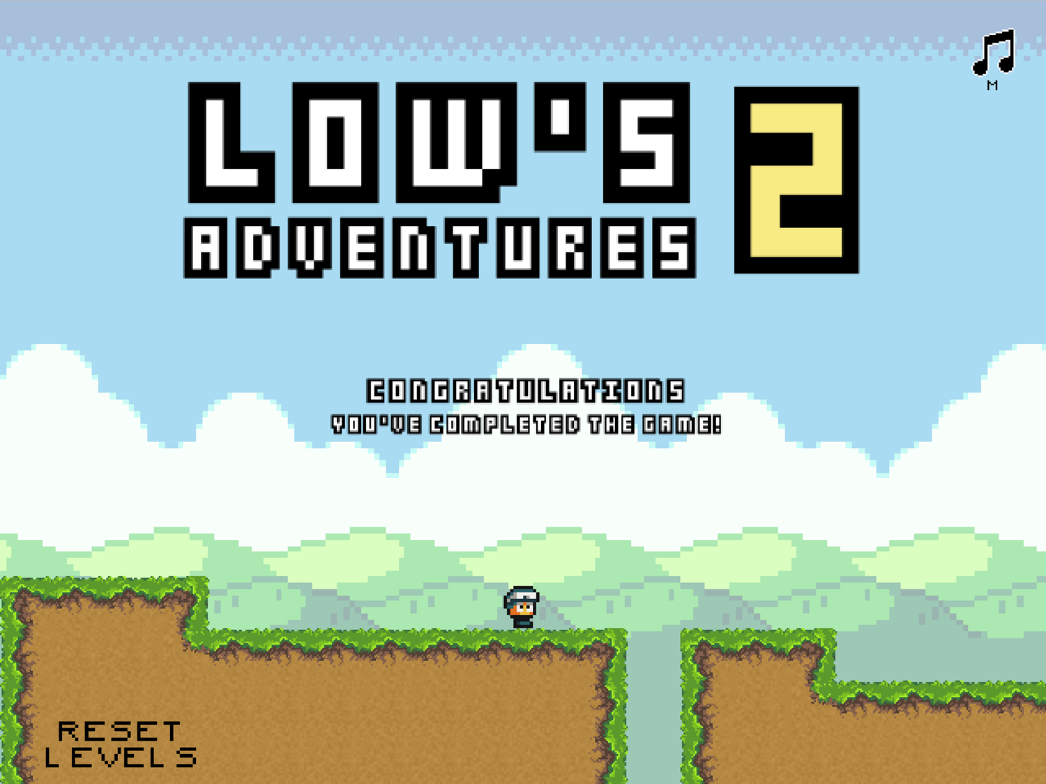 Low's Adventures 2 Game Beat Screen Screenshot.