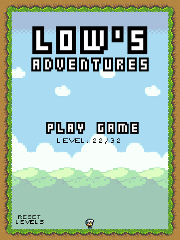 Low's Adventures Game Welcome Screen Screenshot.