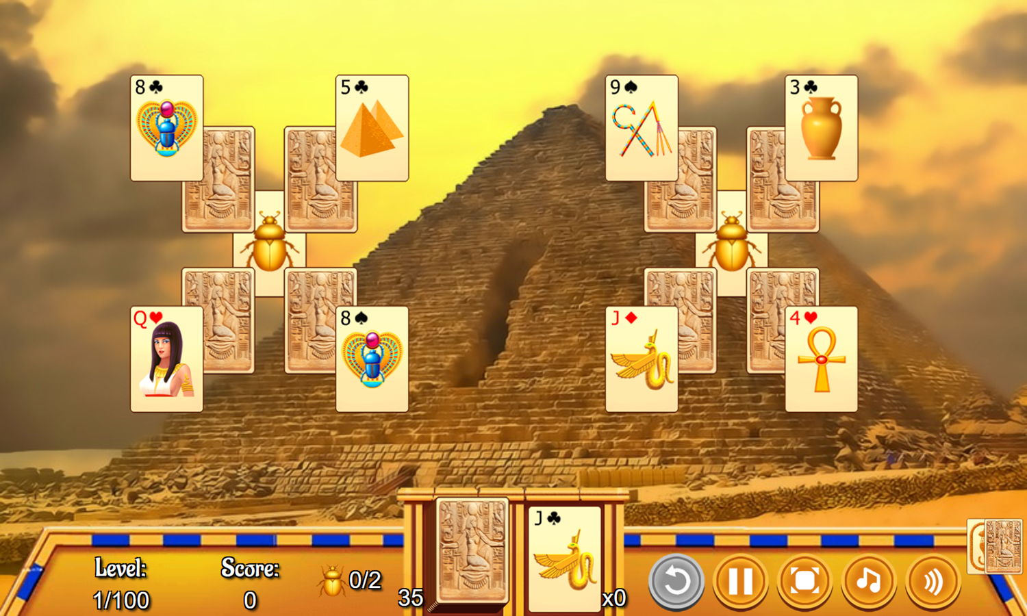 Luxor Tripeaks Game Start Screenshot.