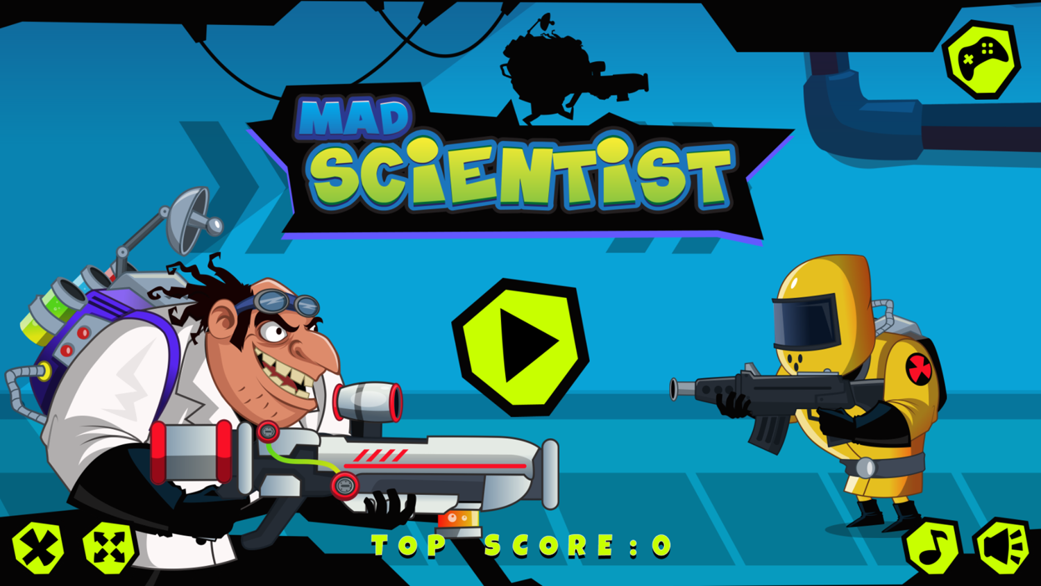 Mad Scientist Game Welcome Screen Screenshot.