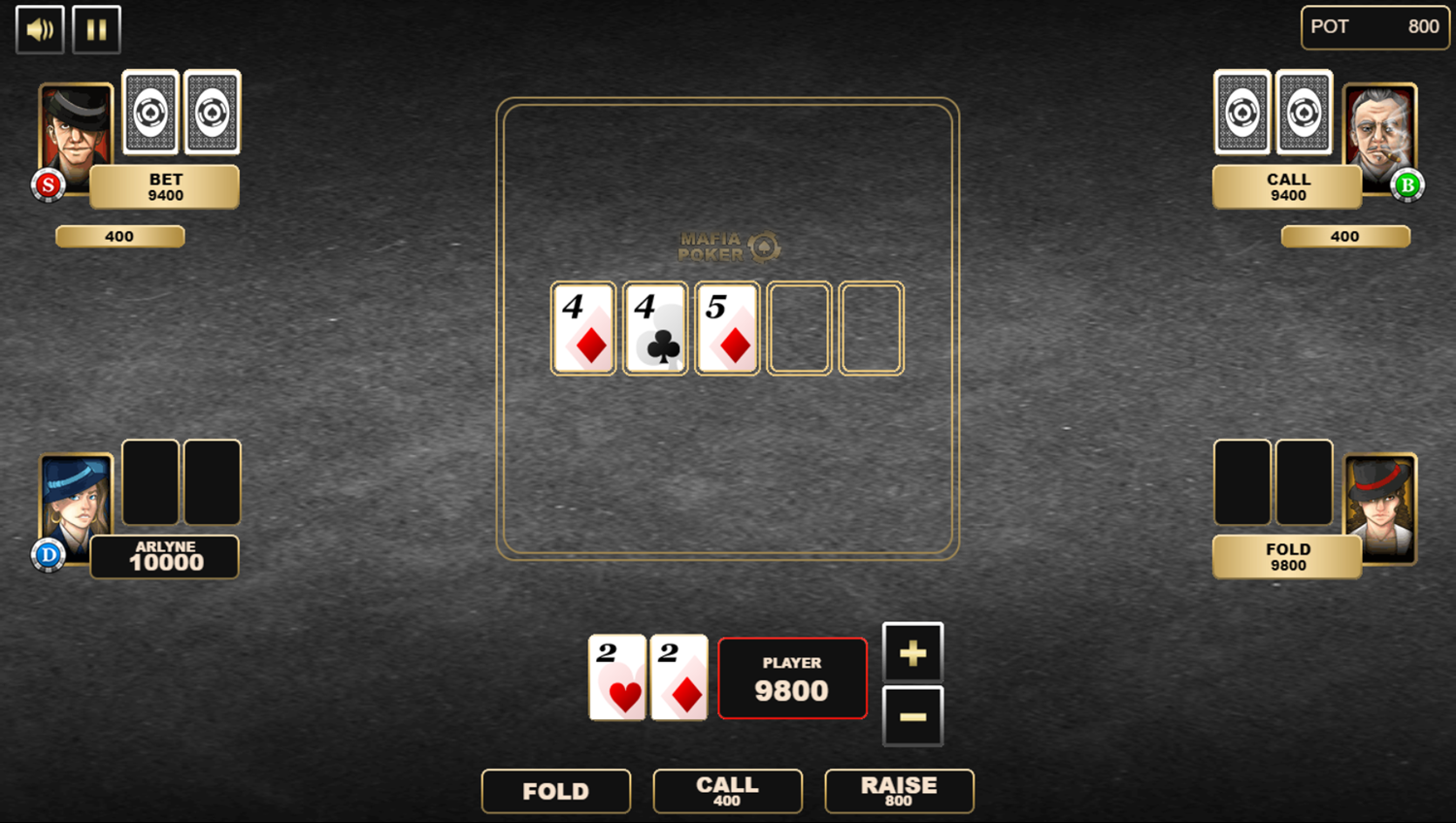 Mafia Poker Game Add Bets Screenshot.