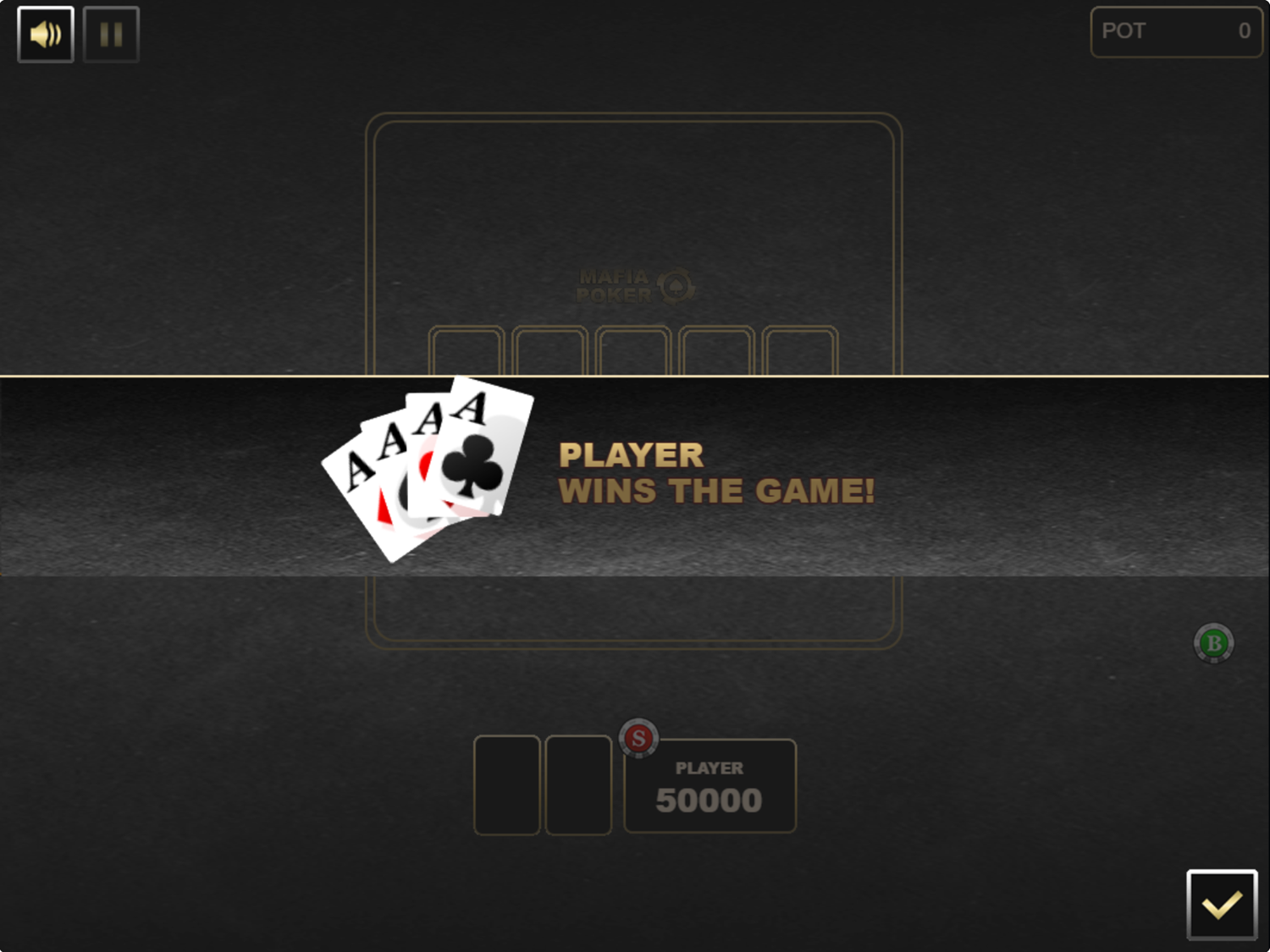 Mafia Poker Game Won Screenshot.