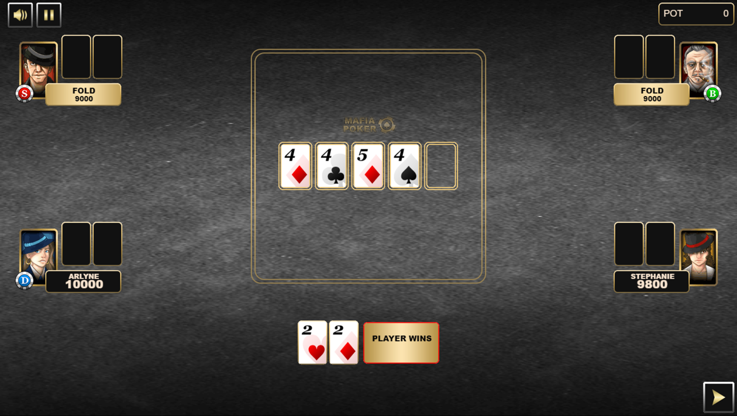 Mafia Poker Game Player Wins Screenshot.
