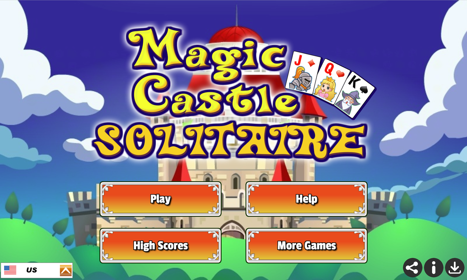 Magic Castle Solitaire Game Welcome Screen Screenshot.