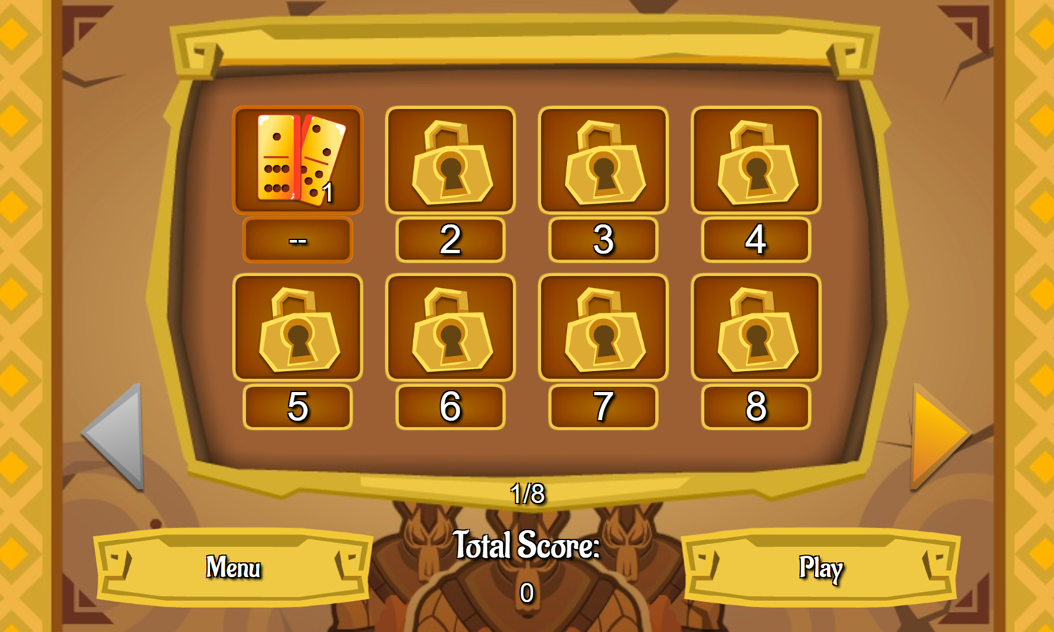 Mah-Domino Game Level Select Screenshot.