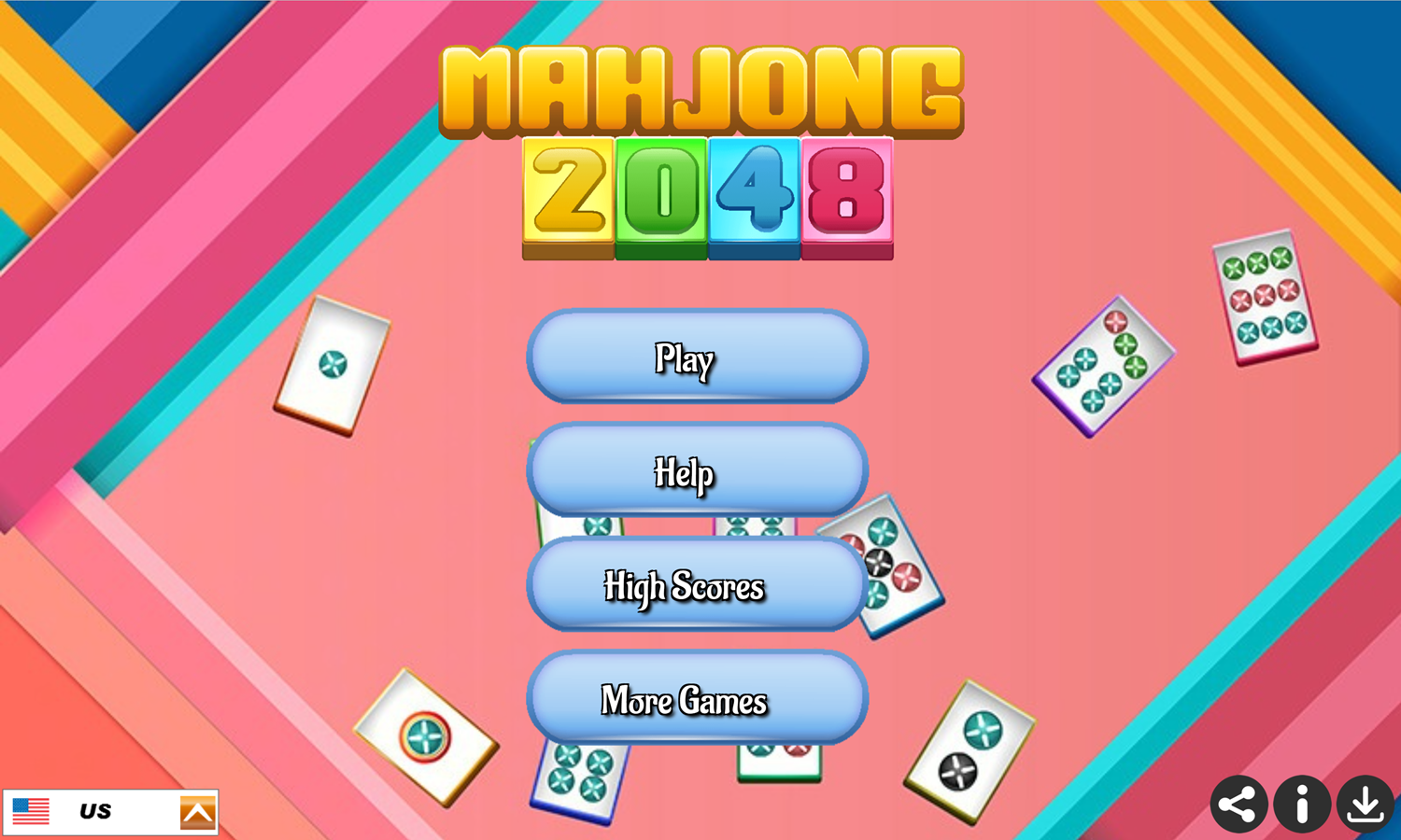 Mahjong 2048 Game Welcome Screen Screenshot.