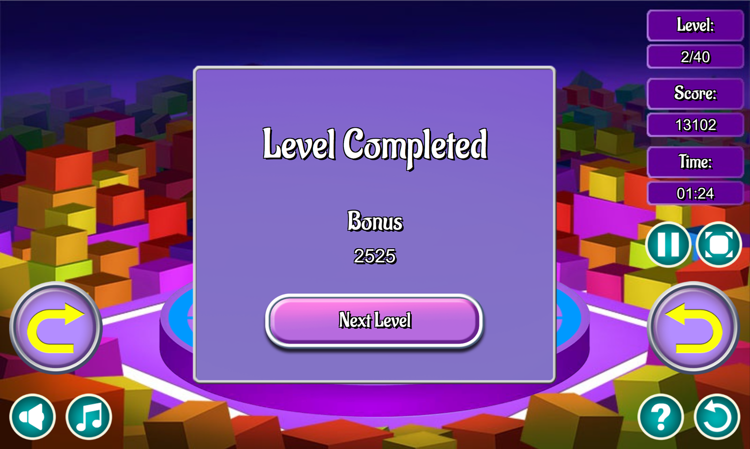 Mahjong 3D Game Level Complete Screen Screenshot.