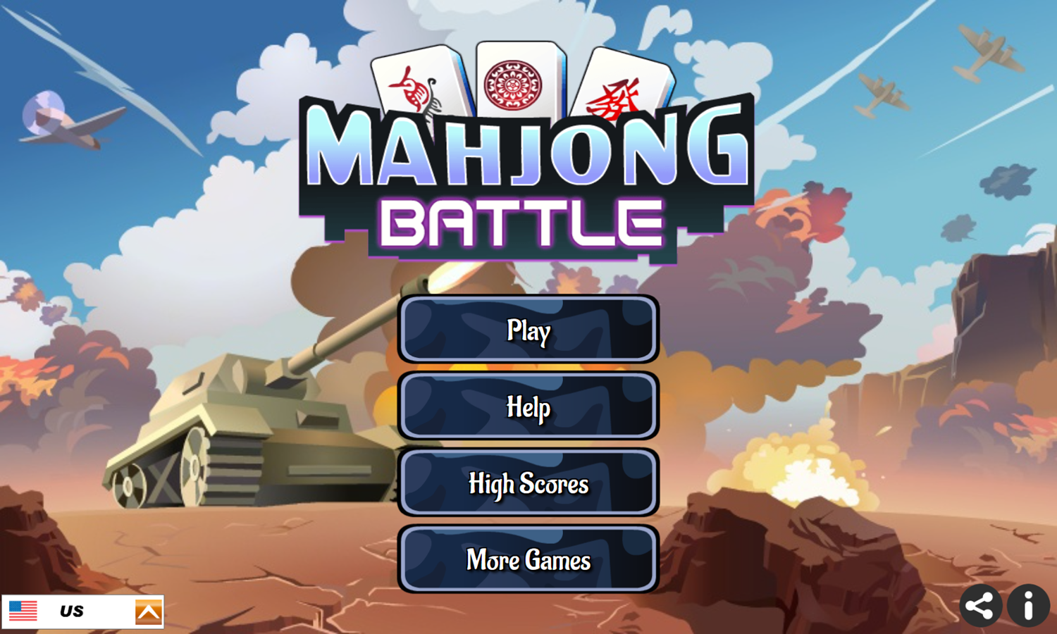 Mahjong Battle Game Welcome Screen Screenshot.