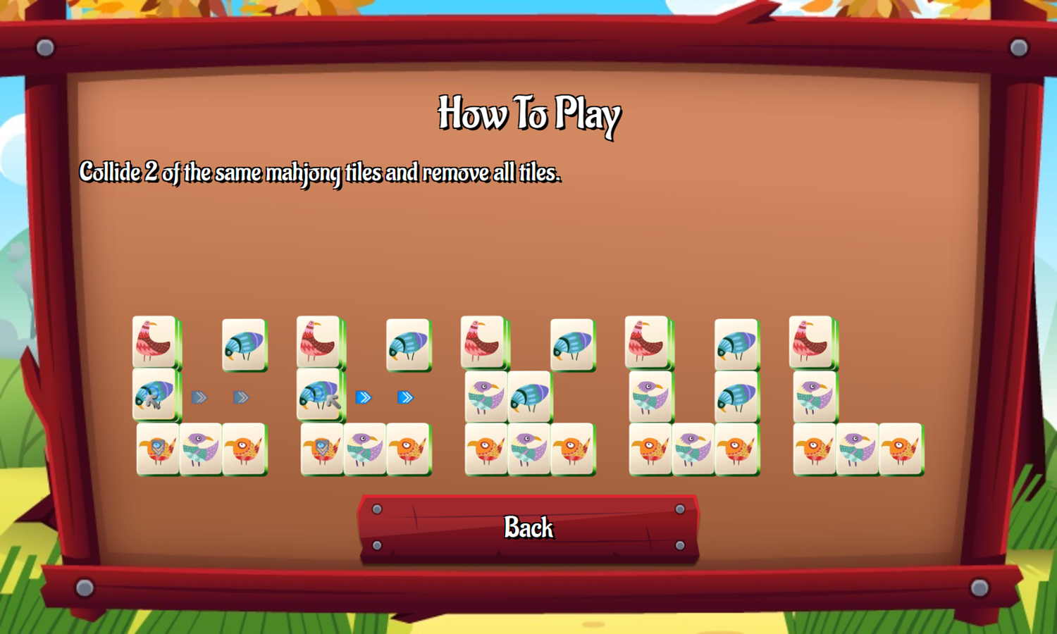 Mahjong Birds Game How To Play Screenshot.
