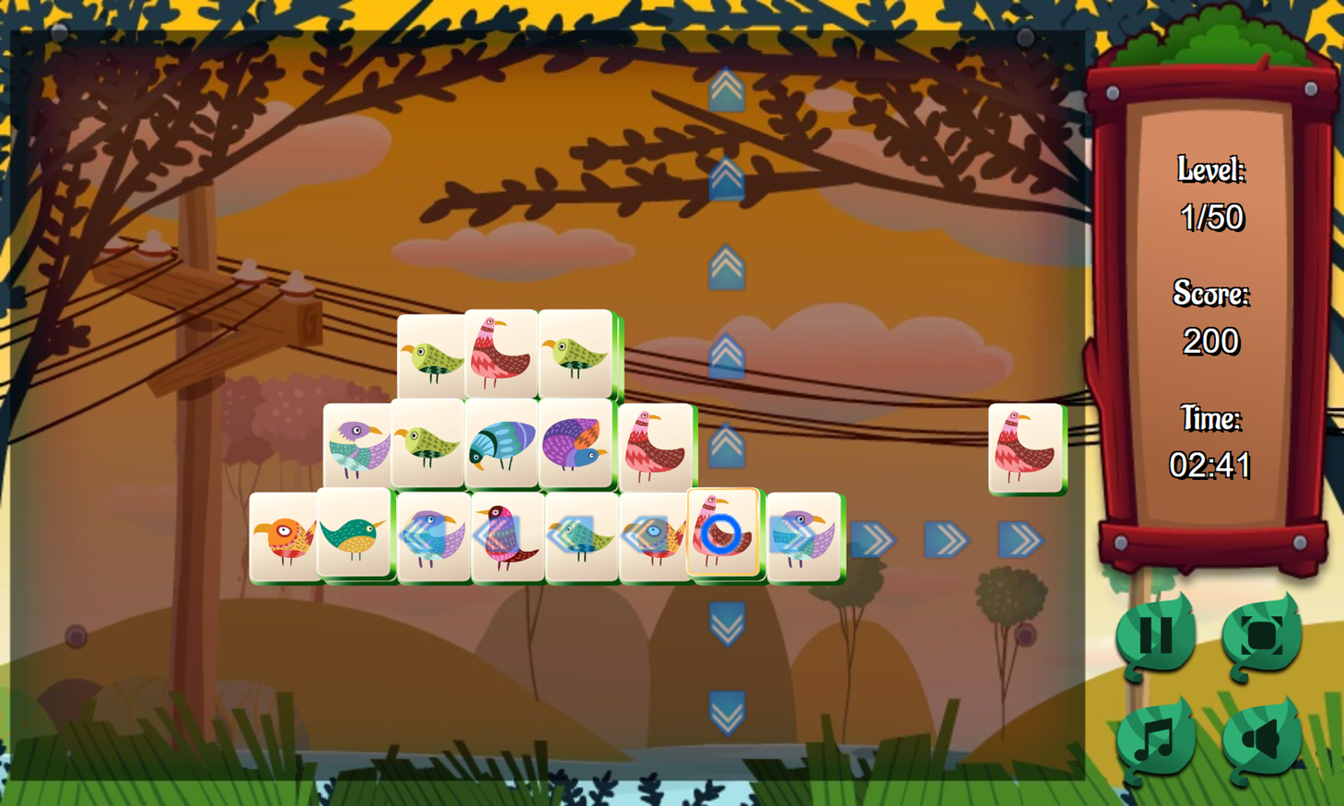 Mahjong Birds Game Level Play Screenshot.