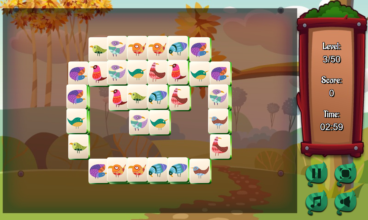 Mahjong Birds Game Level Progress Screenshot.
