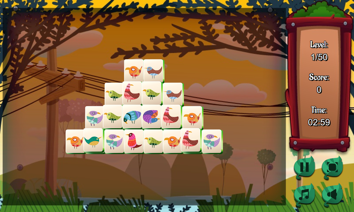 Mahjong Birds Game Level Start Screenshot.