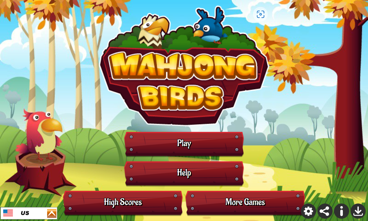 Mahjong Birds Game Welcome Screen Screenshot.