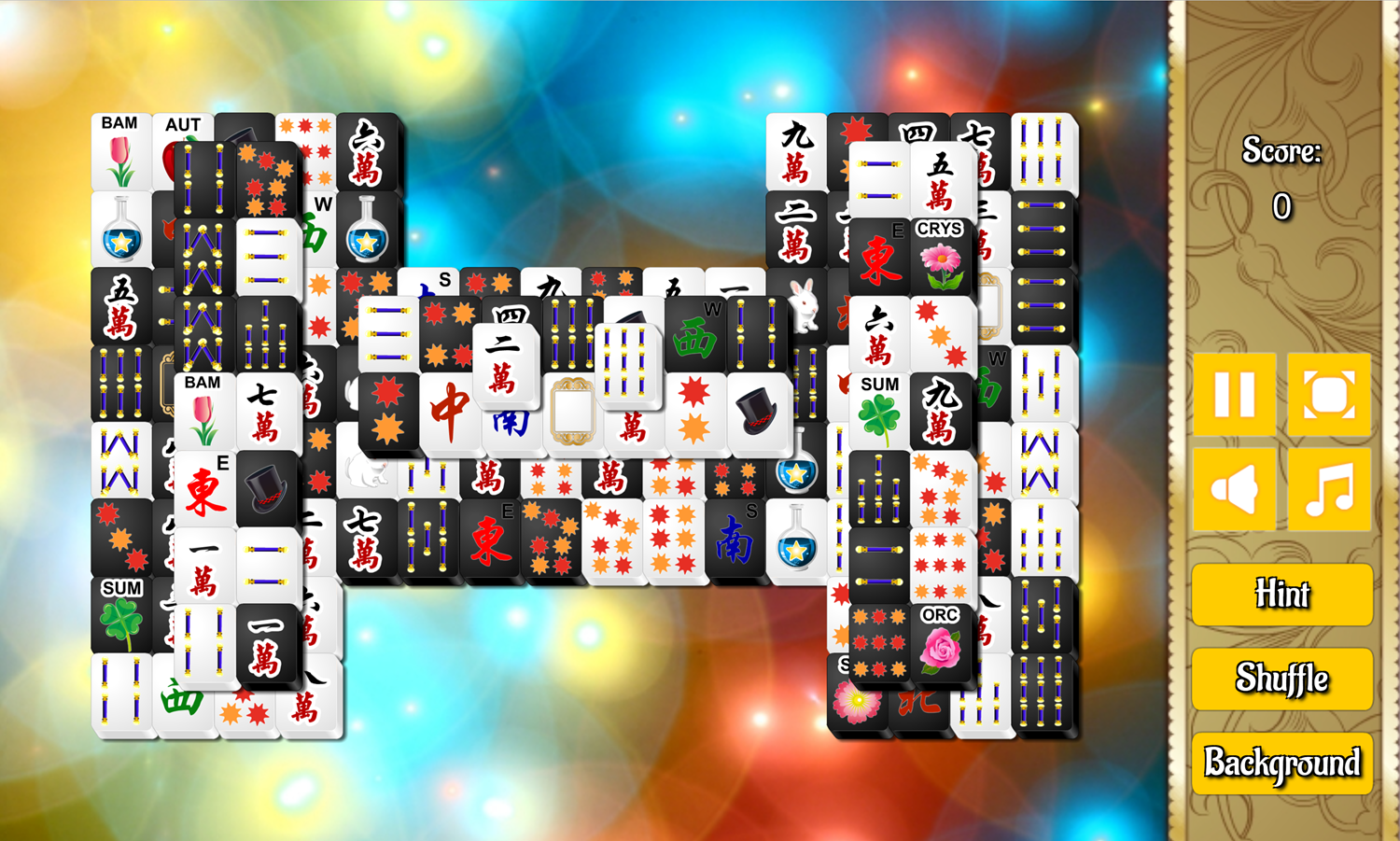 Mahjong Black and White 2 Untimed Game Screenshot.
