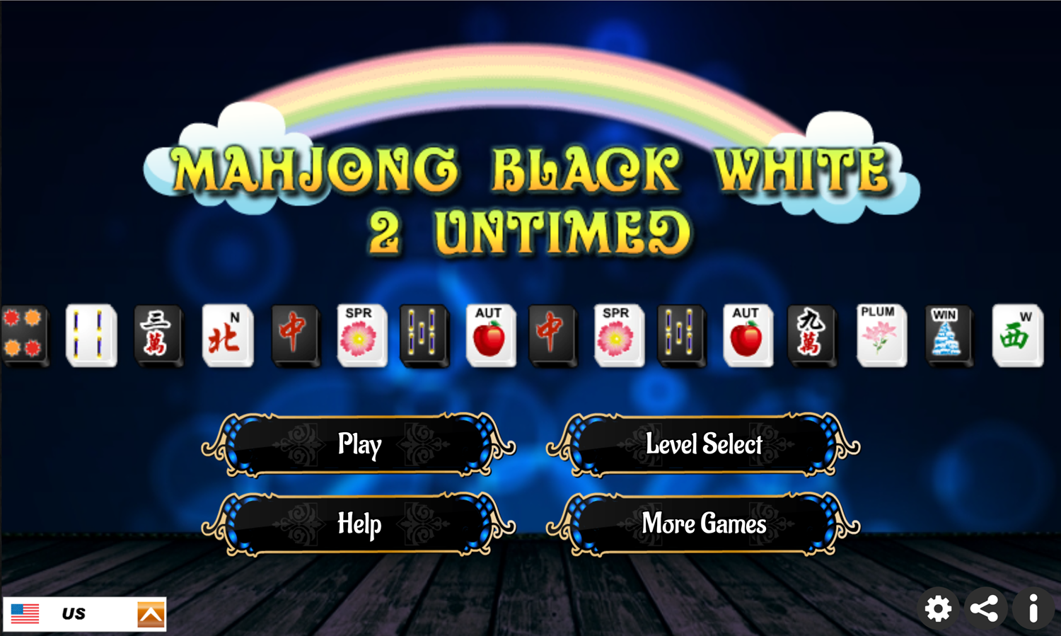 Mahjong Black and White 2 Untimed Game Welcome Screen Screenshot.