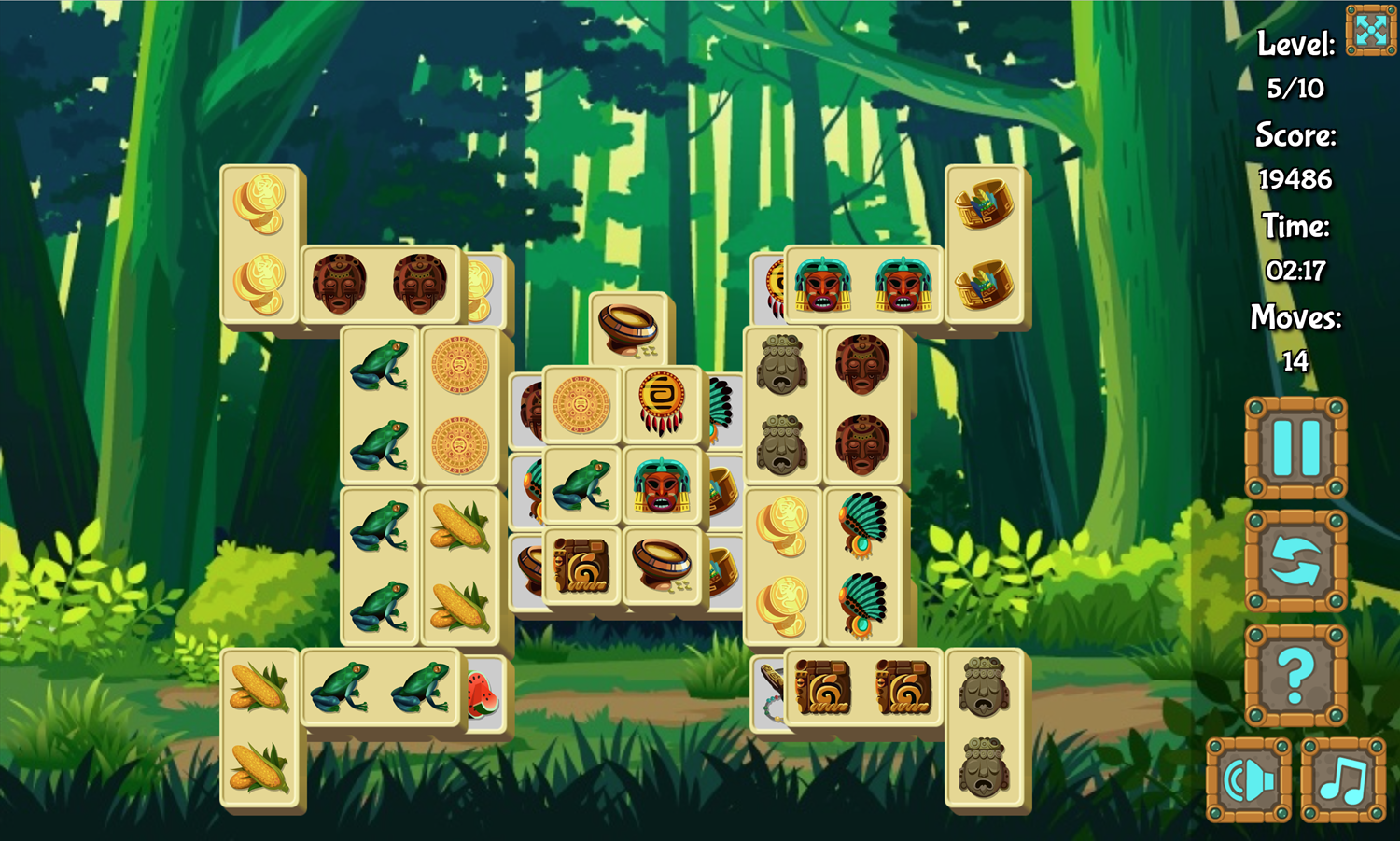 Mahjong Blocks Maya Game Level With Covered Stones Screenshot.