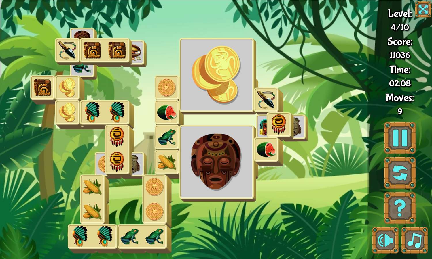 Mahjong Blocks Maya Game Level With Multiple Large Stones Screenshot.