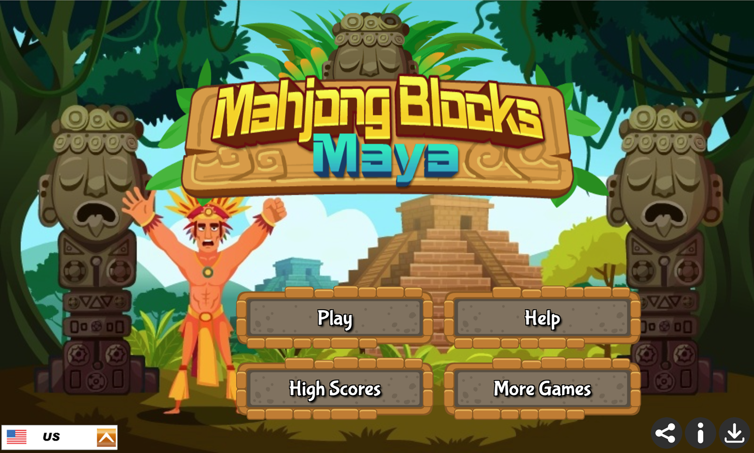 Mahjong Blocks Maya Game Welcome Screen Screenshot.