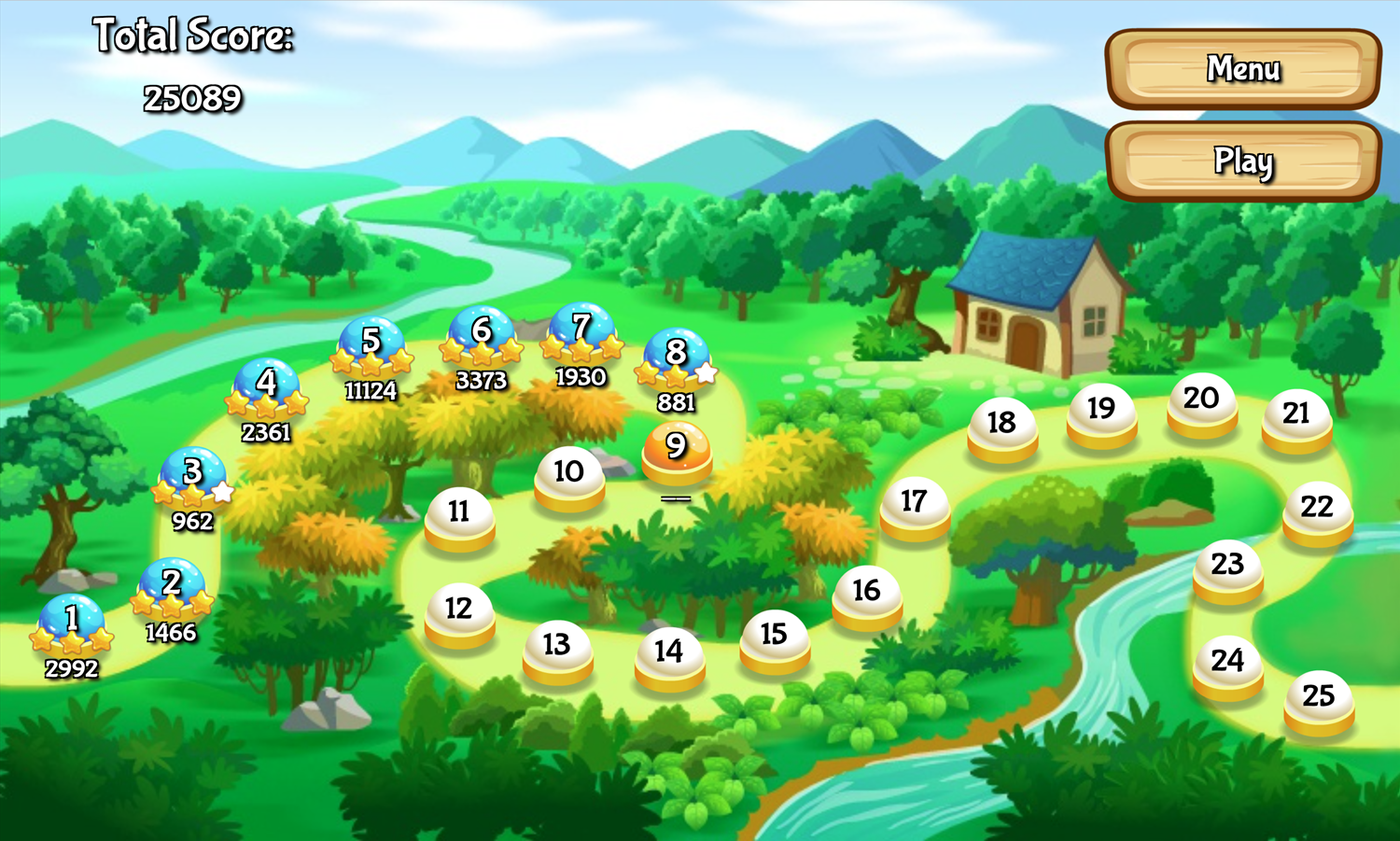 Mahjong Butterfly Garden Game Level Select Screen Screenshot.