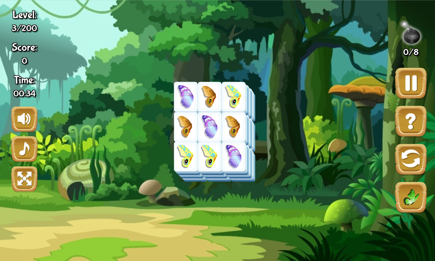 Mahjong Butterfly Garden Game Mahjong Collapse Level Screenshot.