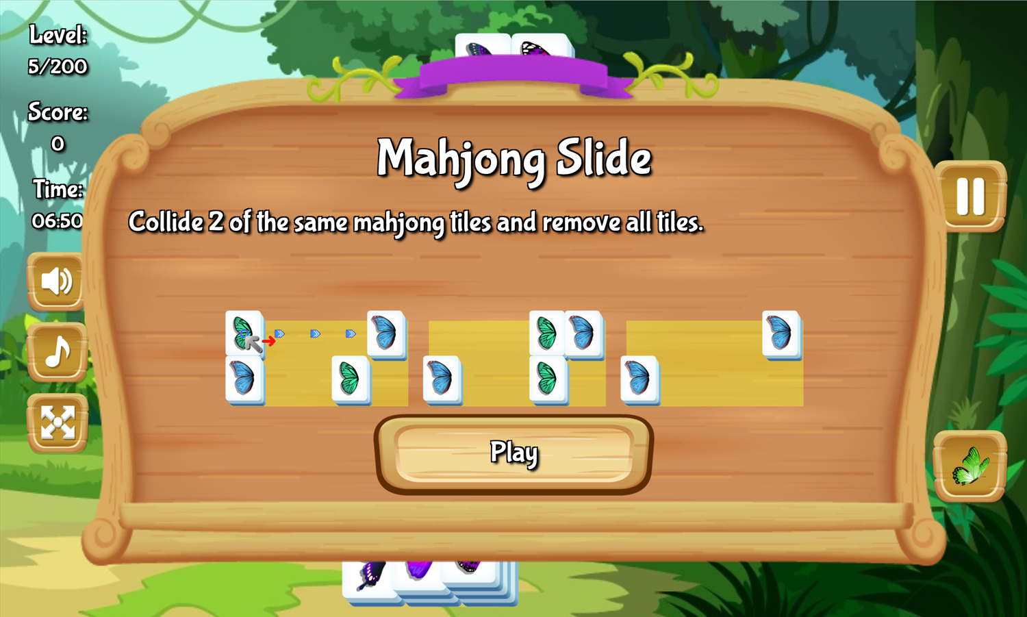 Mahjong Butterfly Garden Game Mahjong Slide How to Play Screen Screenshot.