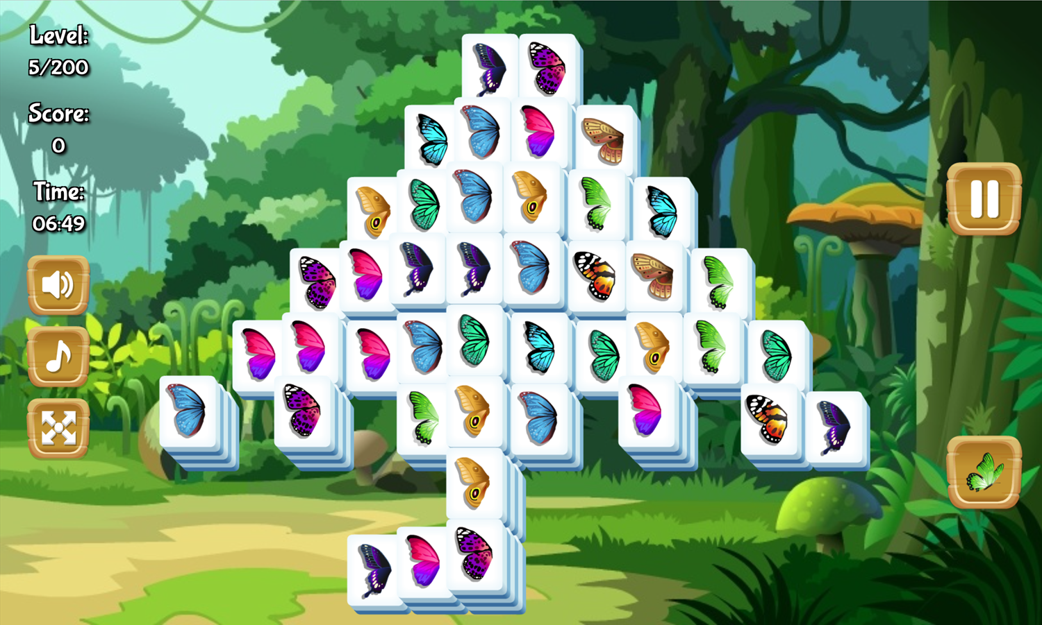 Mahjong Butterfly Garden Game Mahjong Slide Level Screenshot.