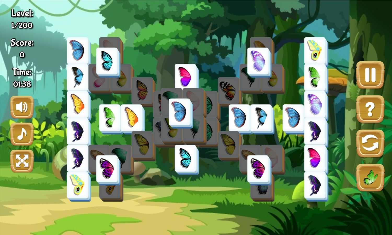 Mahjong Butterfly Garden Game Mahjong Solitaire Level Screenshot.