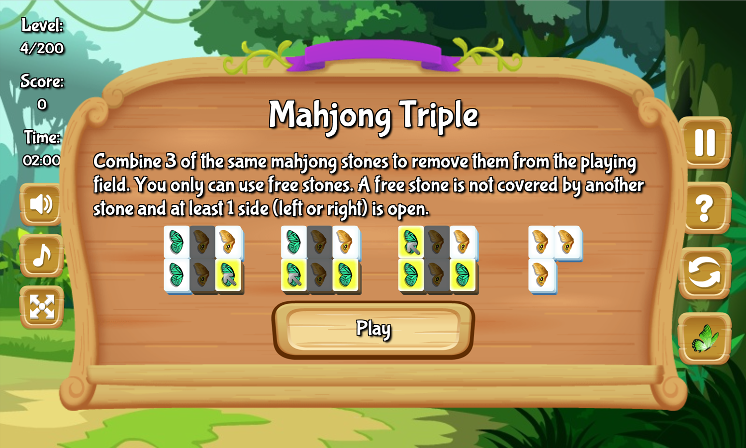 Mahjong Butterfly Garden Game Mahjong Triple How to Play Screen Screenshot.