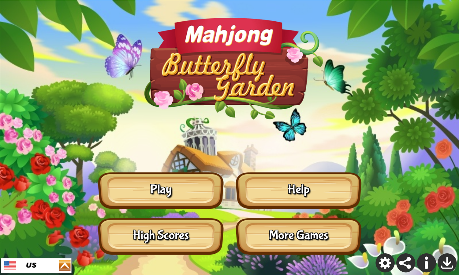 Mahjong Butterfly Garden Game Welcome Screen Screenshot.