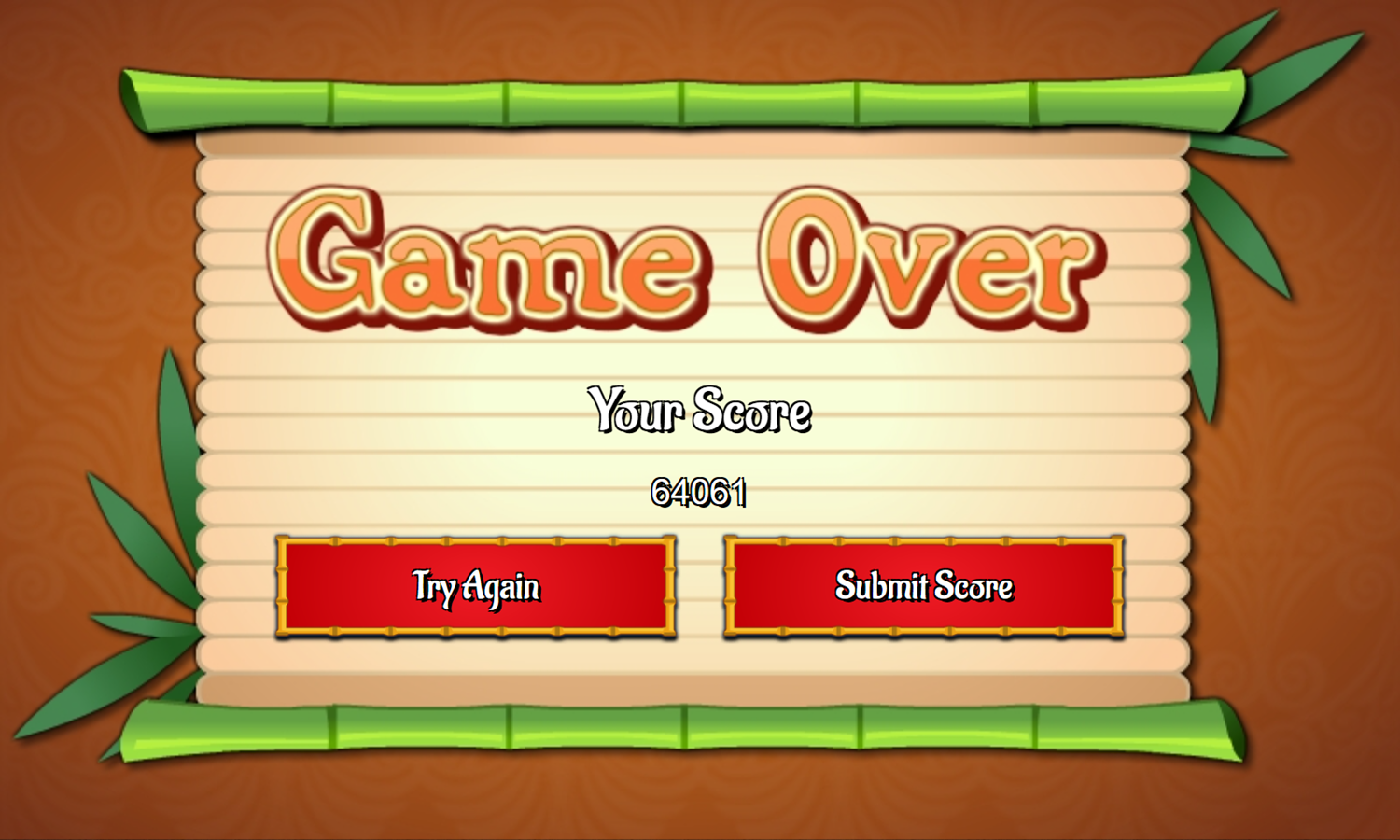 Mahjong Card Solitaire Game Over Screenshot.