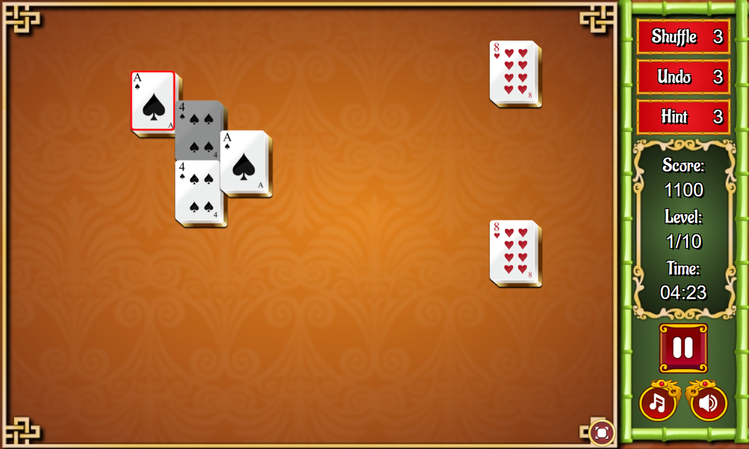 Mahjong Card Solitaire Game Play Screenshot.