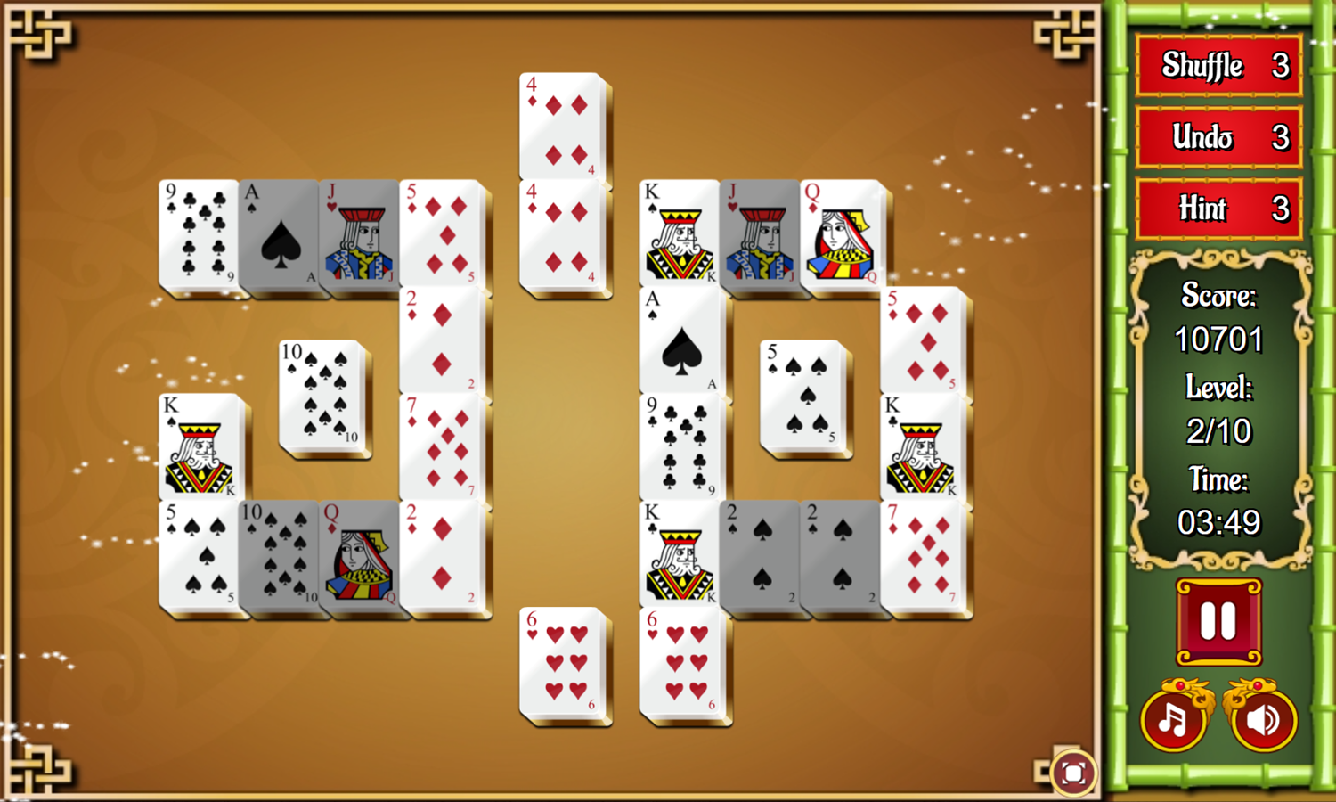 Mahjong Card Solitaire Game Progress Screenshot.