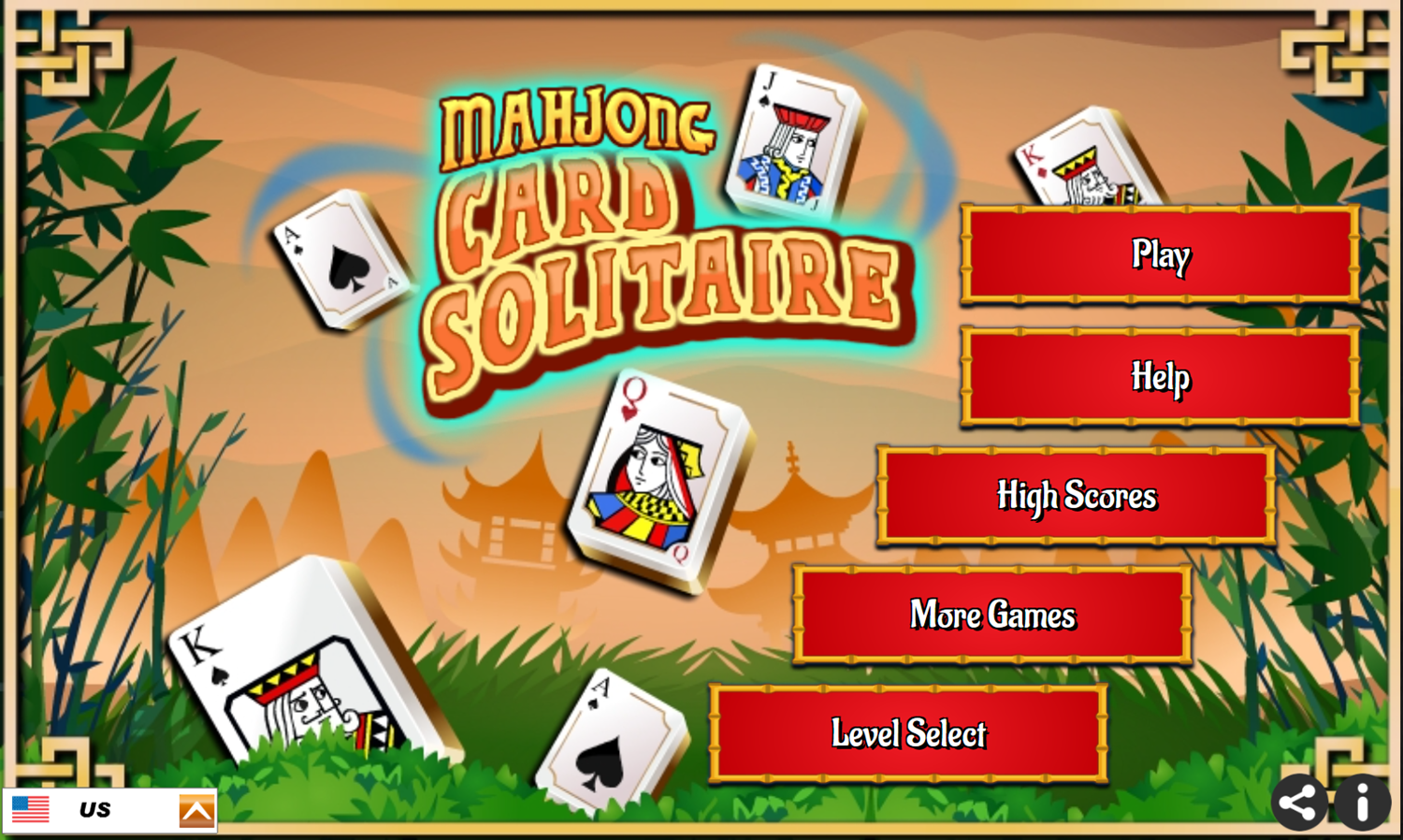 Mahjong Card Solitaire Game Welcome Screen Screenshot.