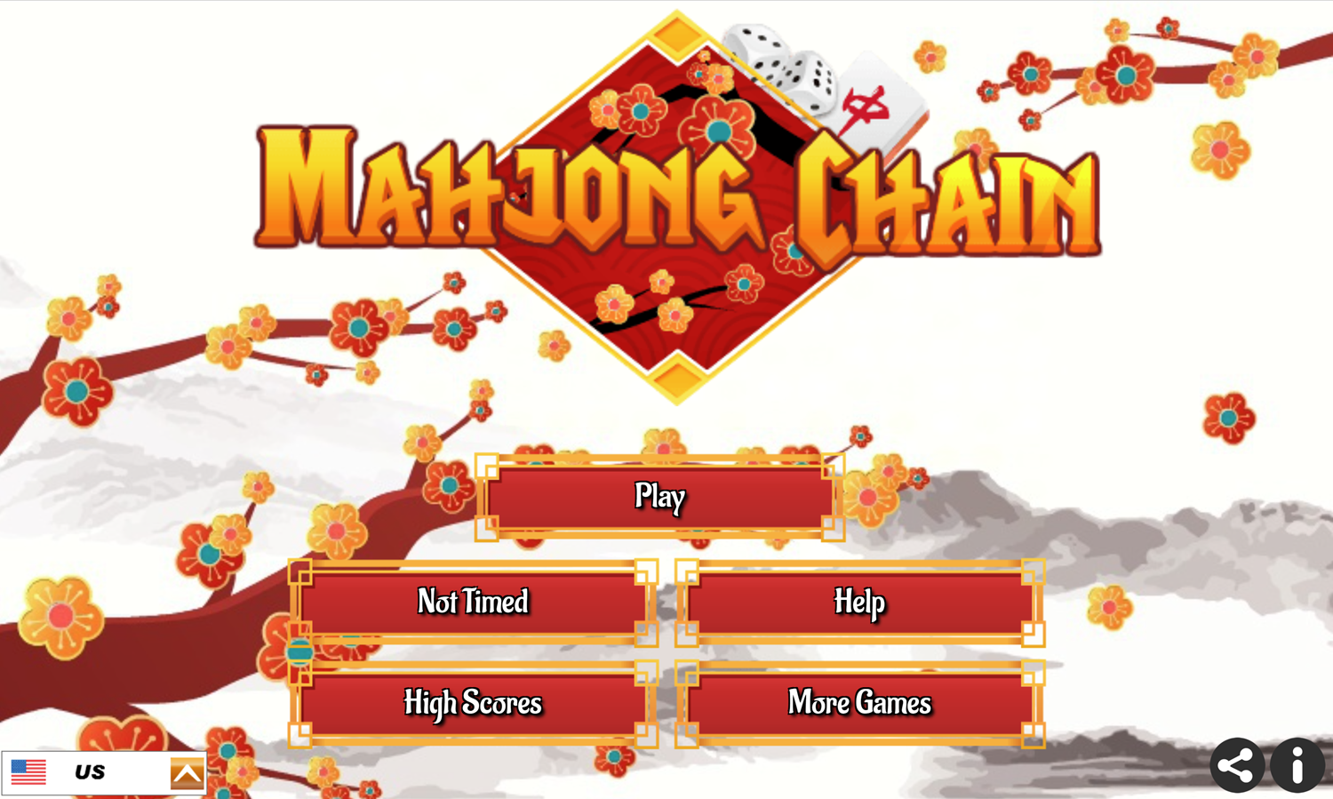 Mahjong Chain Game Welcome Screen Screenshot.