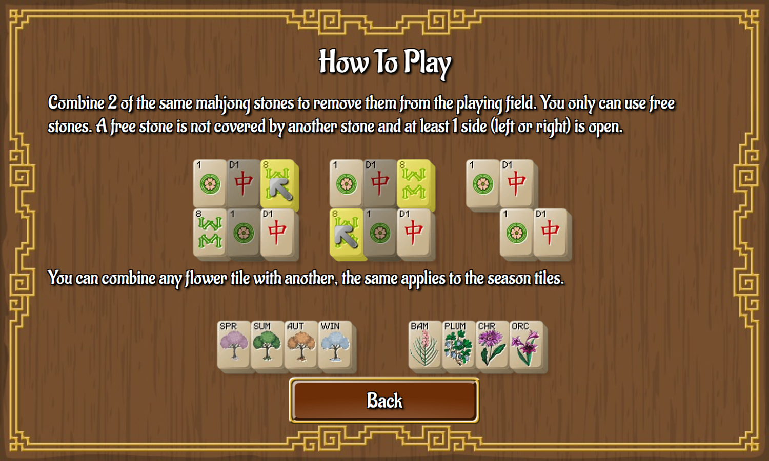 Mahjong Classic Game How To Play Screenshot.