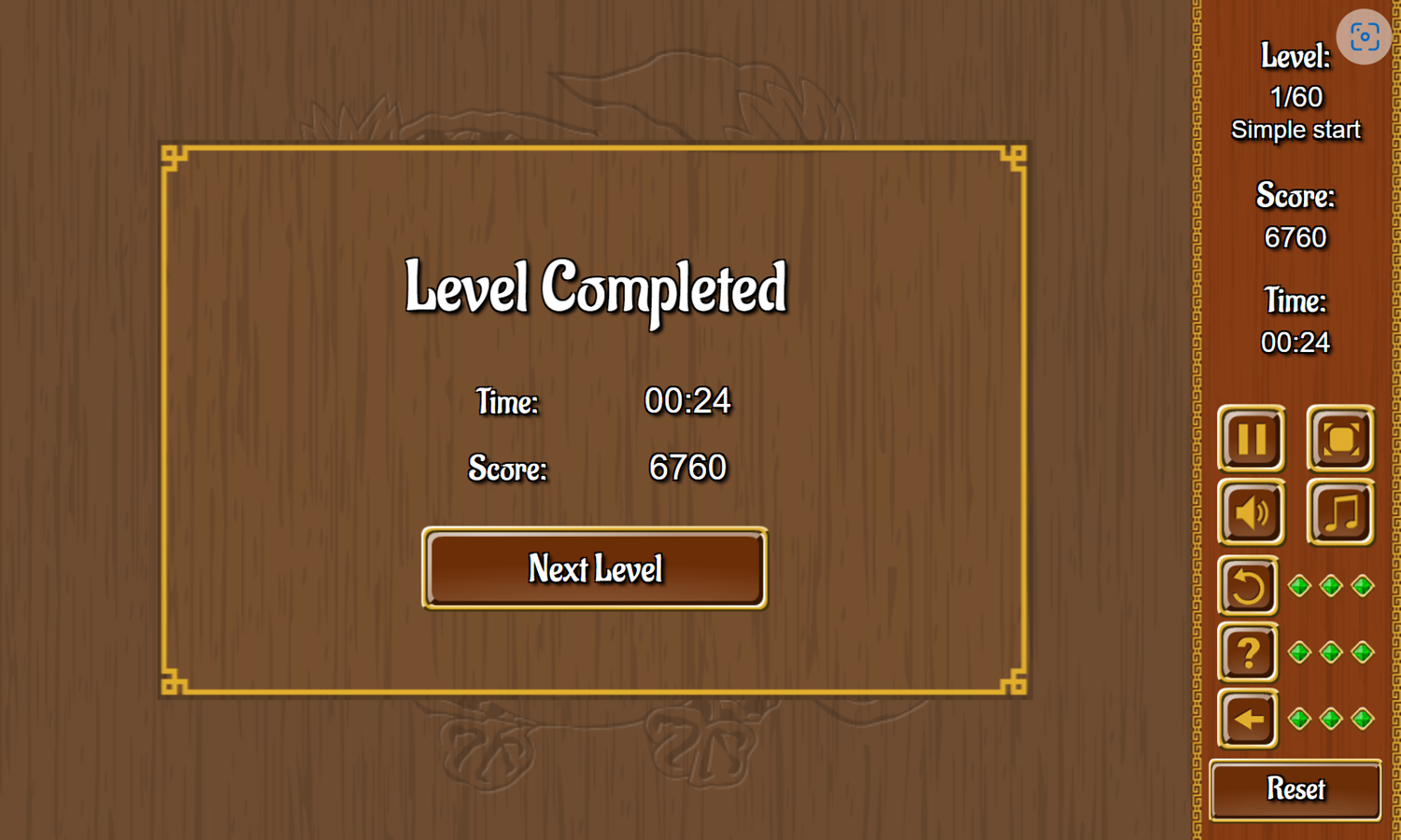 Mahjong Classic Game Level Completed Screenshot.
