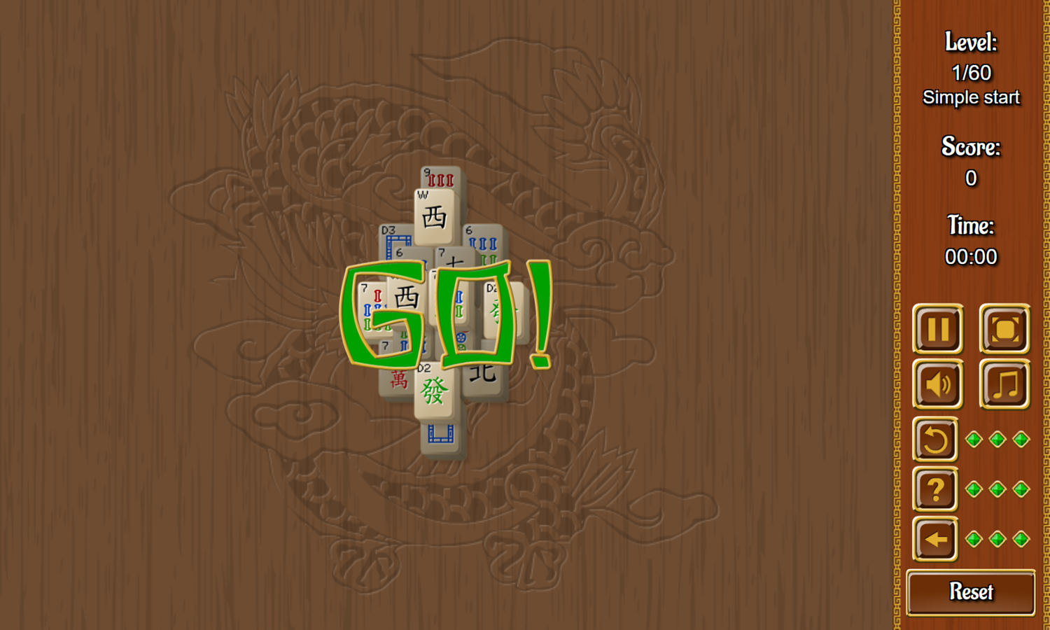 Mahjong Classic Game Level Start Screenshot.