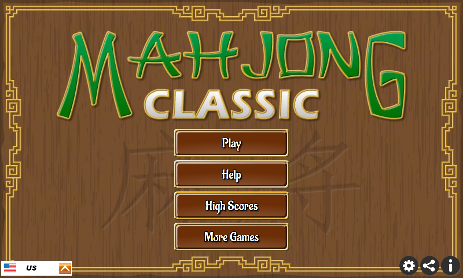 Mahjong Classic Game Welcome Screen Screenshot.