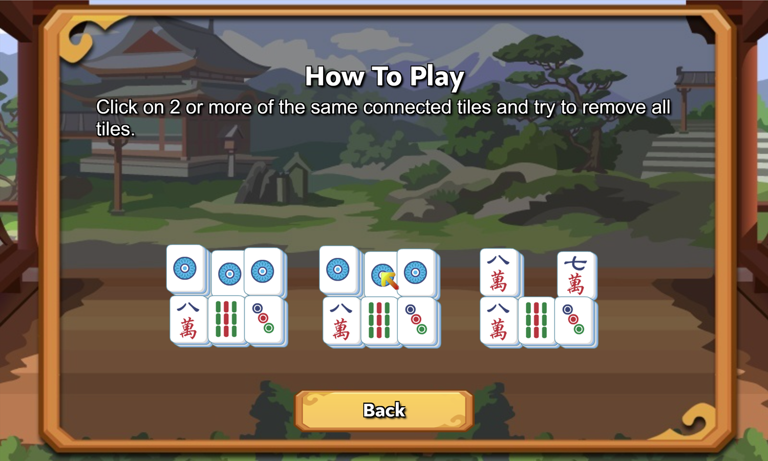 Mahjong Collapse Game How to Play Screen Screenshot.