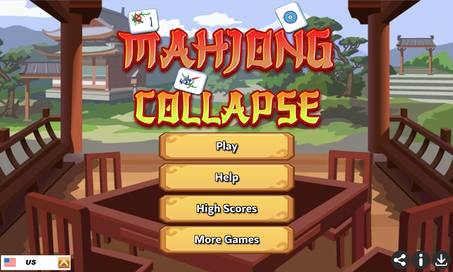 Mahjong Collapse Game Welcome Screen Screenshot.