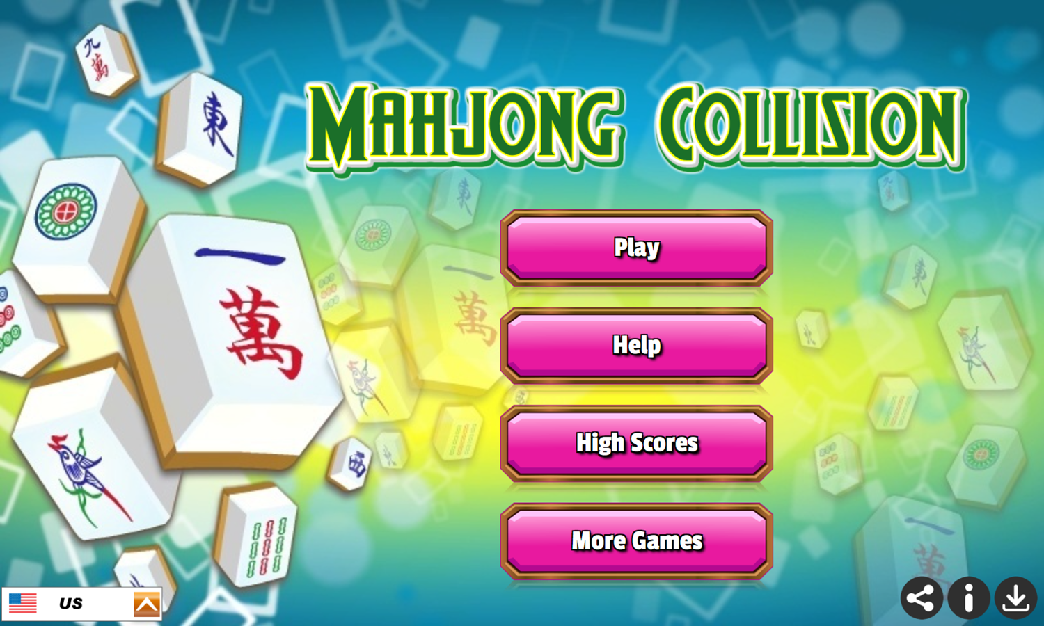 Mahjong Collision Game Welcome Screen Screenshot.