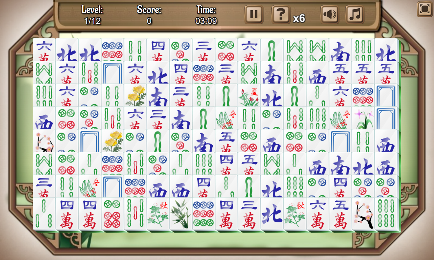 Mahjong Connect 1 Game Start Screenshot.