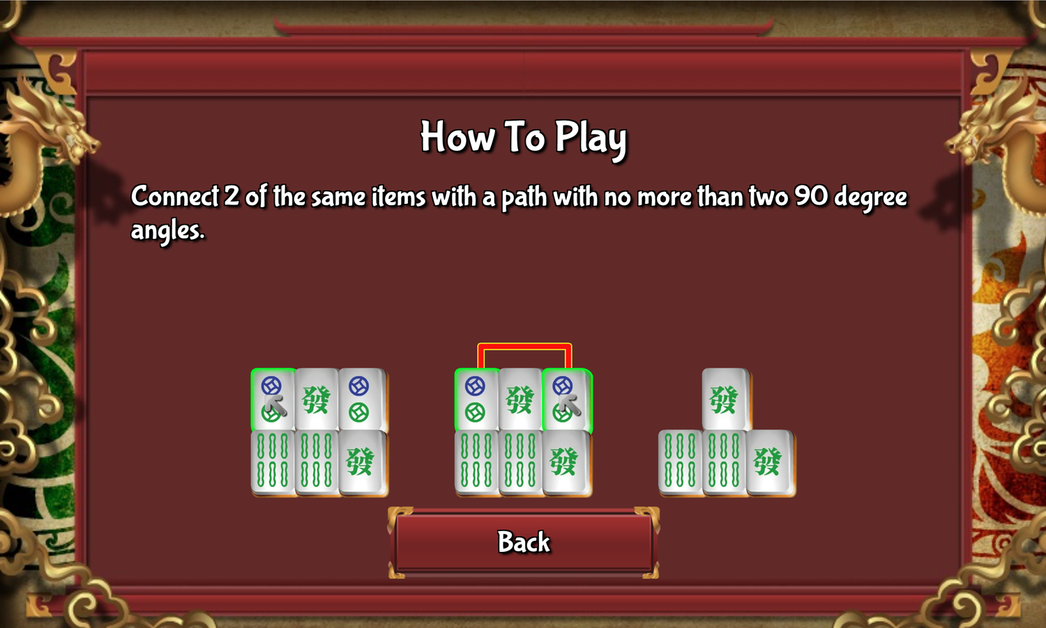 Mahjong Connect 2 Game How to Play Screen Screenshot.