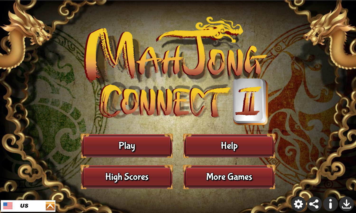 Mahjong Connect 2 Game Welcome Screen Screenshot.