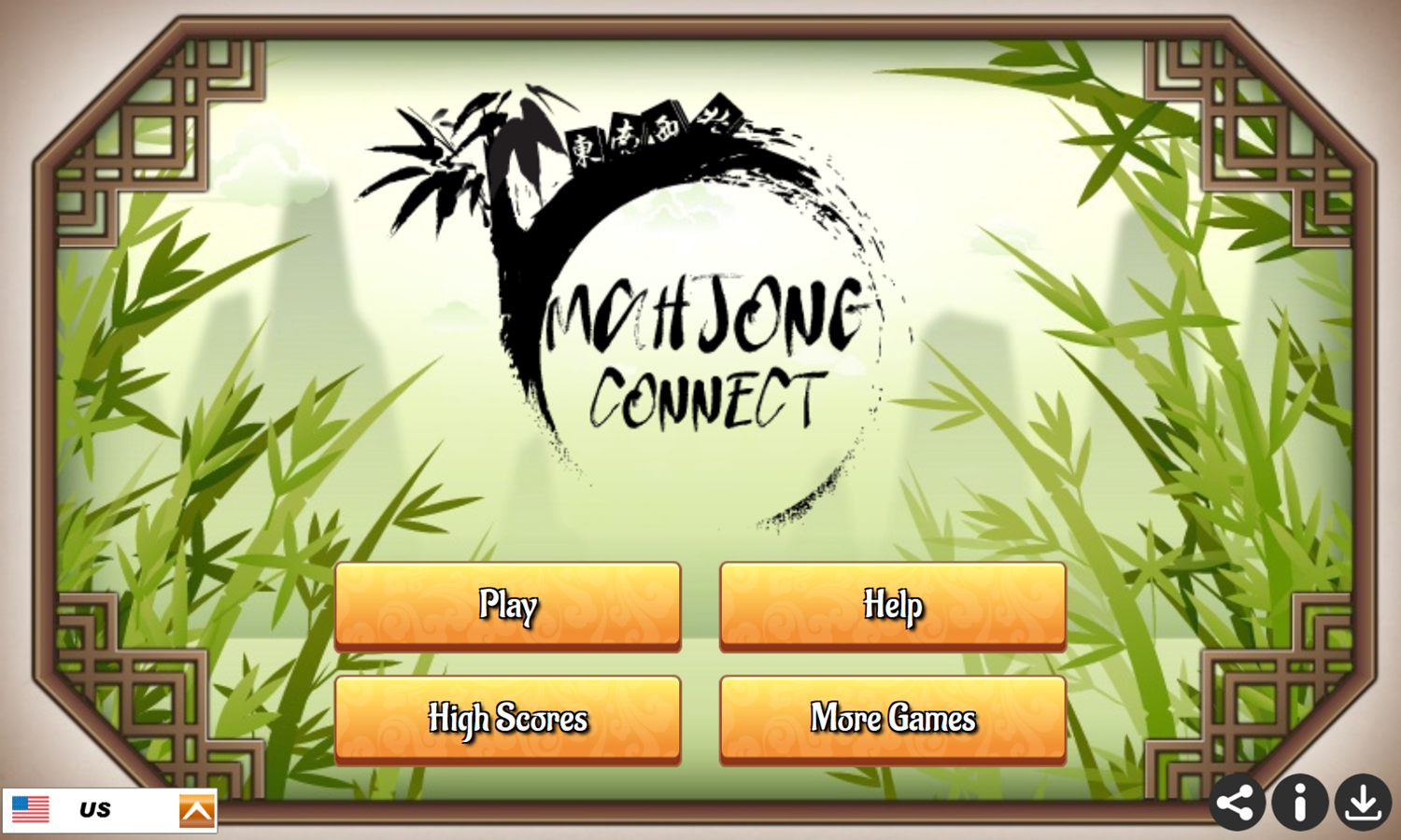 Mahjong Connect Game Welcome Screen Screenshot.