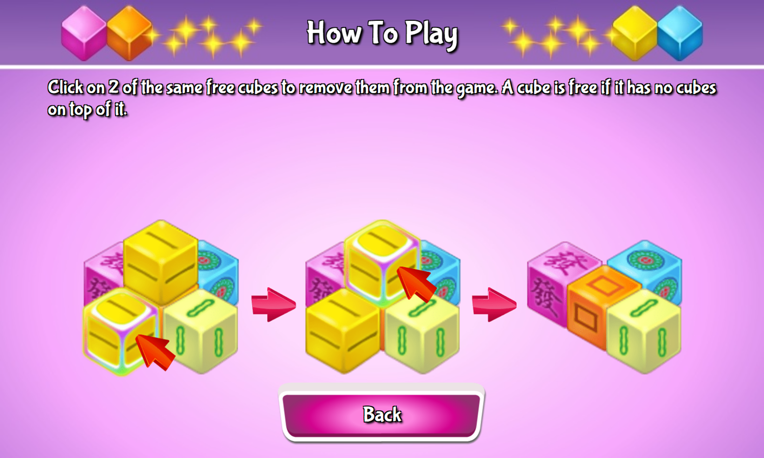 Mahjong Cubes Game How To Play Screenshot.
