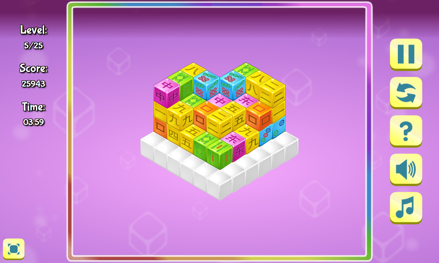 Mahjong Cubes Game Level Progress Screenshot.