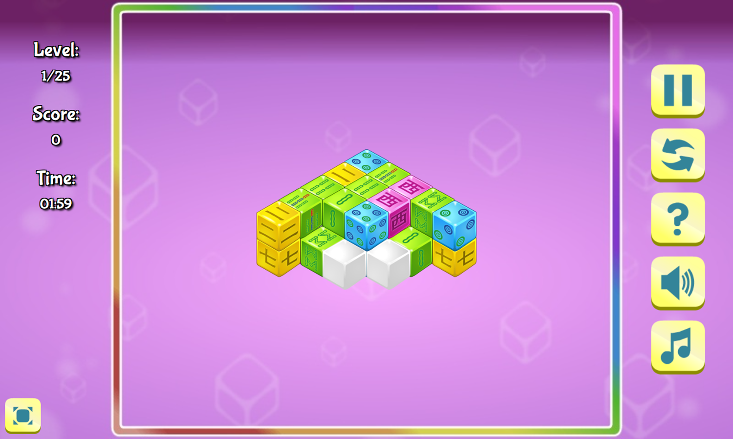 Mahjong Cubes Game Level Start Screenshot.