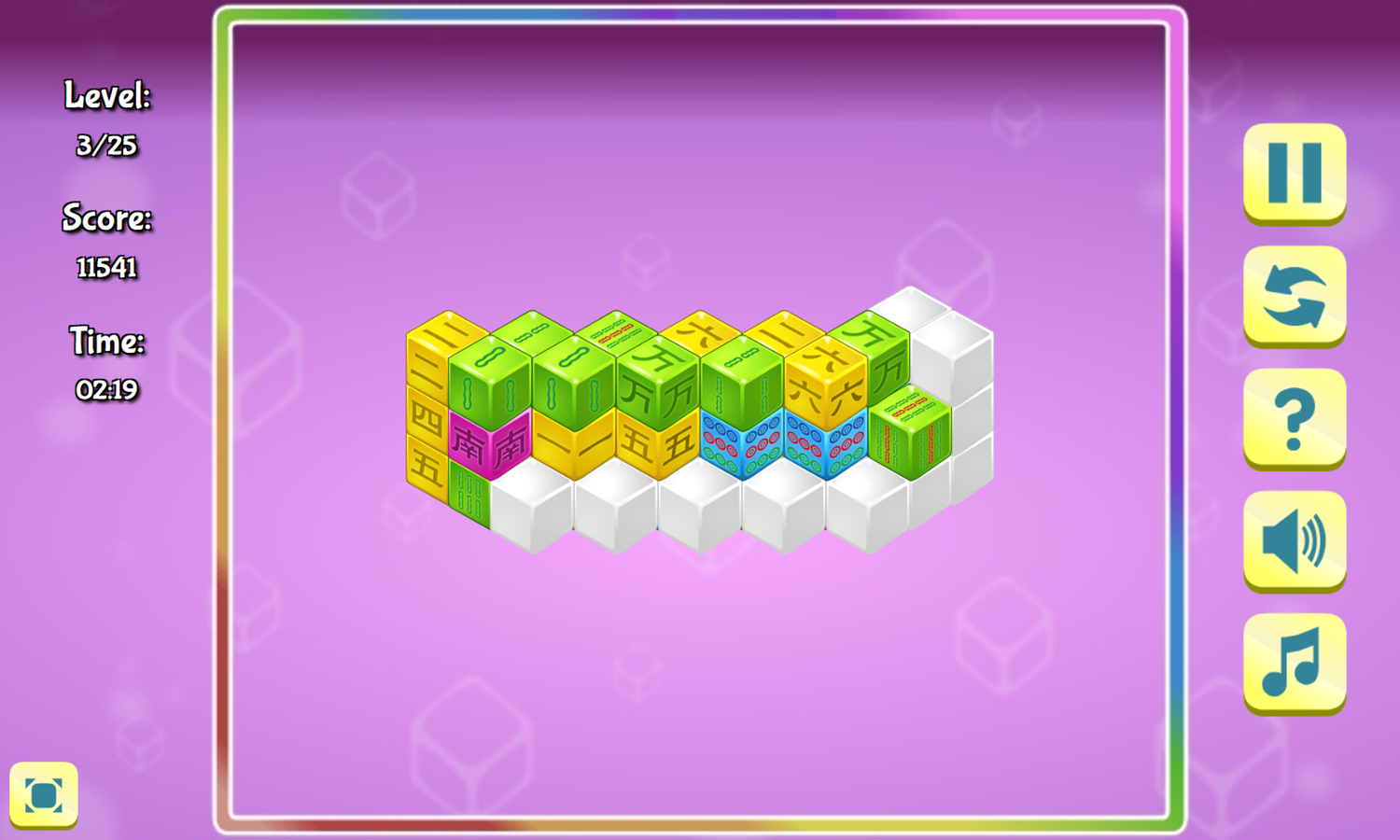 Mahjong Cubes Game Next Level Screenshot.